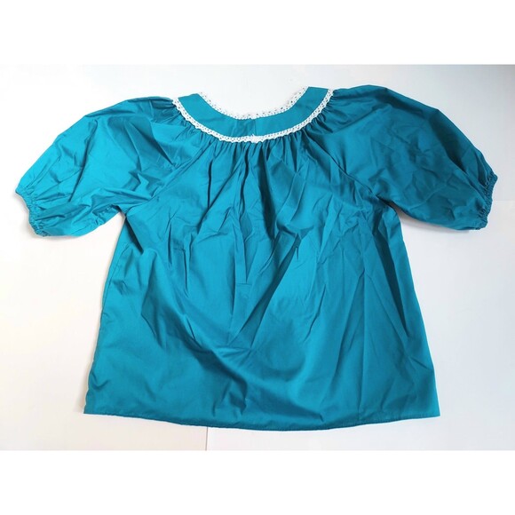 Vintage 70’s Ladies Malco Modes Teal Square Dance SS Top W/Puff Sleeves Size M - Picture 6 of 6